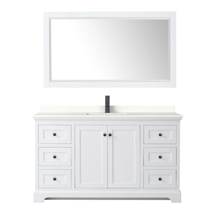 Avery 60" Free Standing Single Basin Vanity Set with Cabinet, Quartz Vanity Top, and Framed Mirror - image 16