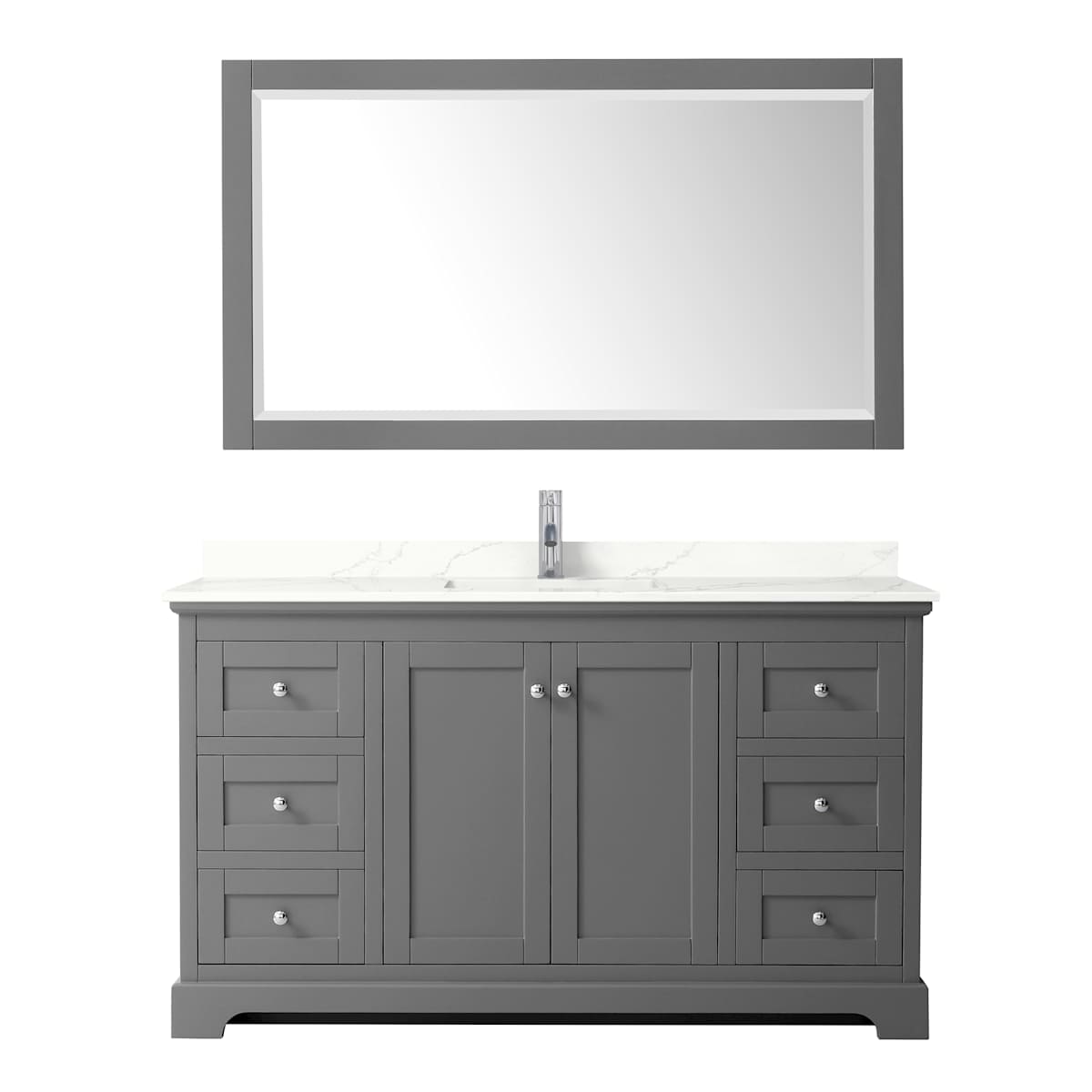 Avery 60" Free Standing Single Basin Vanity Set with Cabinet, Quartz Vanity Top, and Framed Mirror - image 19