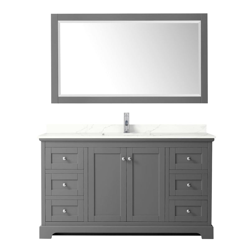 Avery 60" Free Standing Single Basin Vanity Set with Cabinet, Quartz Vanity Top, and Framed Mirror - image 19
