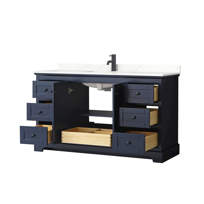 Avery 60" Free Standing Single Basin Vanity Set with Cabinet and Quartz Vanity Top - image 3