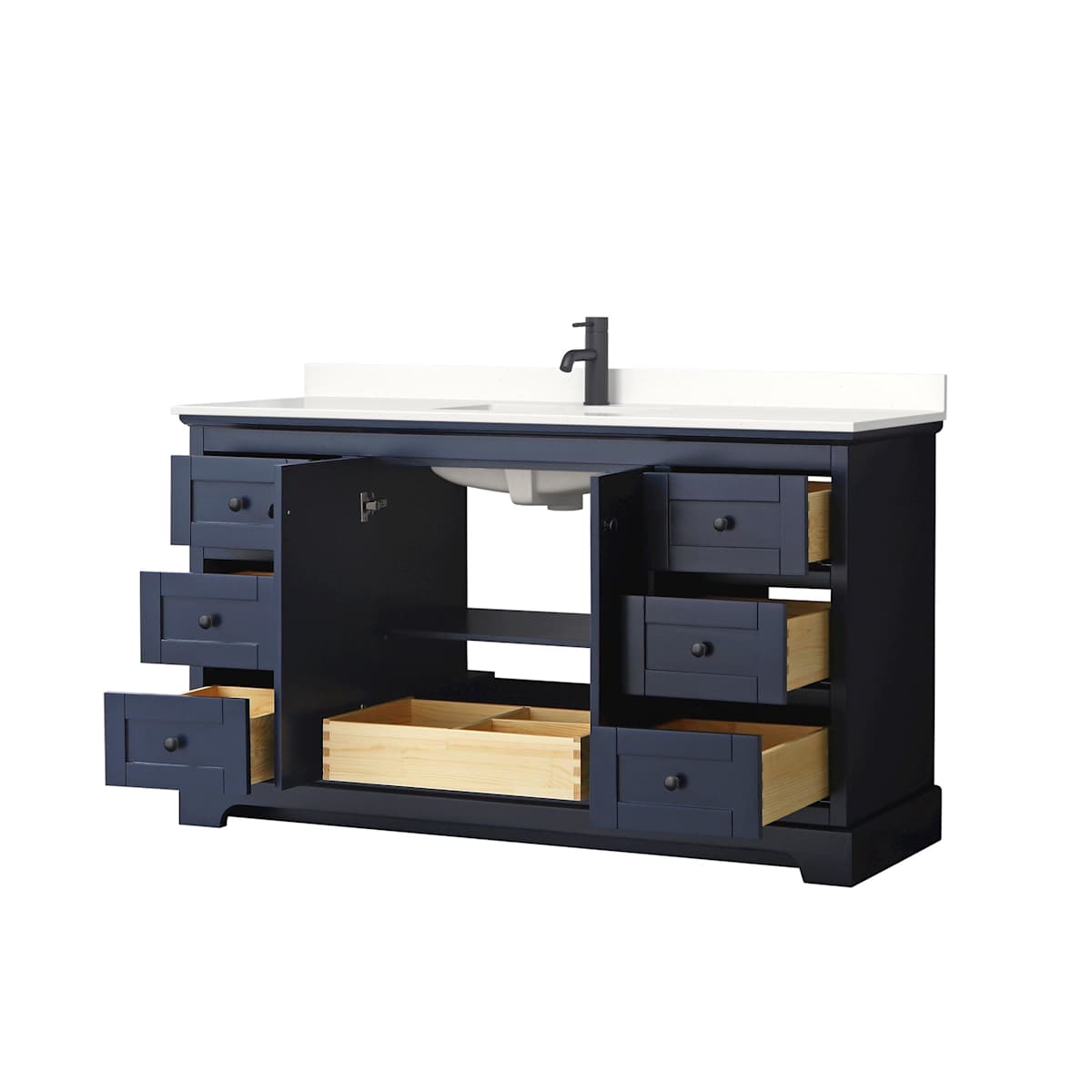 Avery 60" Free Standing Single Basin Vanity Set with Cabinet and Quartz Vanity Top