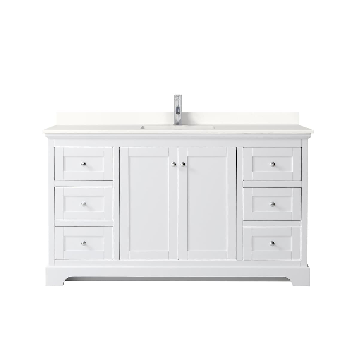 Avery 60" Free Standing Single Basin Vanity Set with Cabinet and Quartz Vanity Top