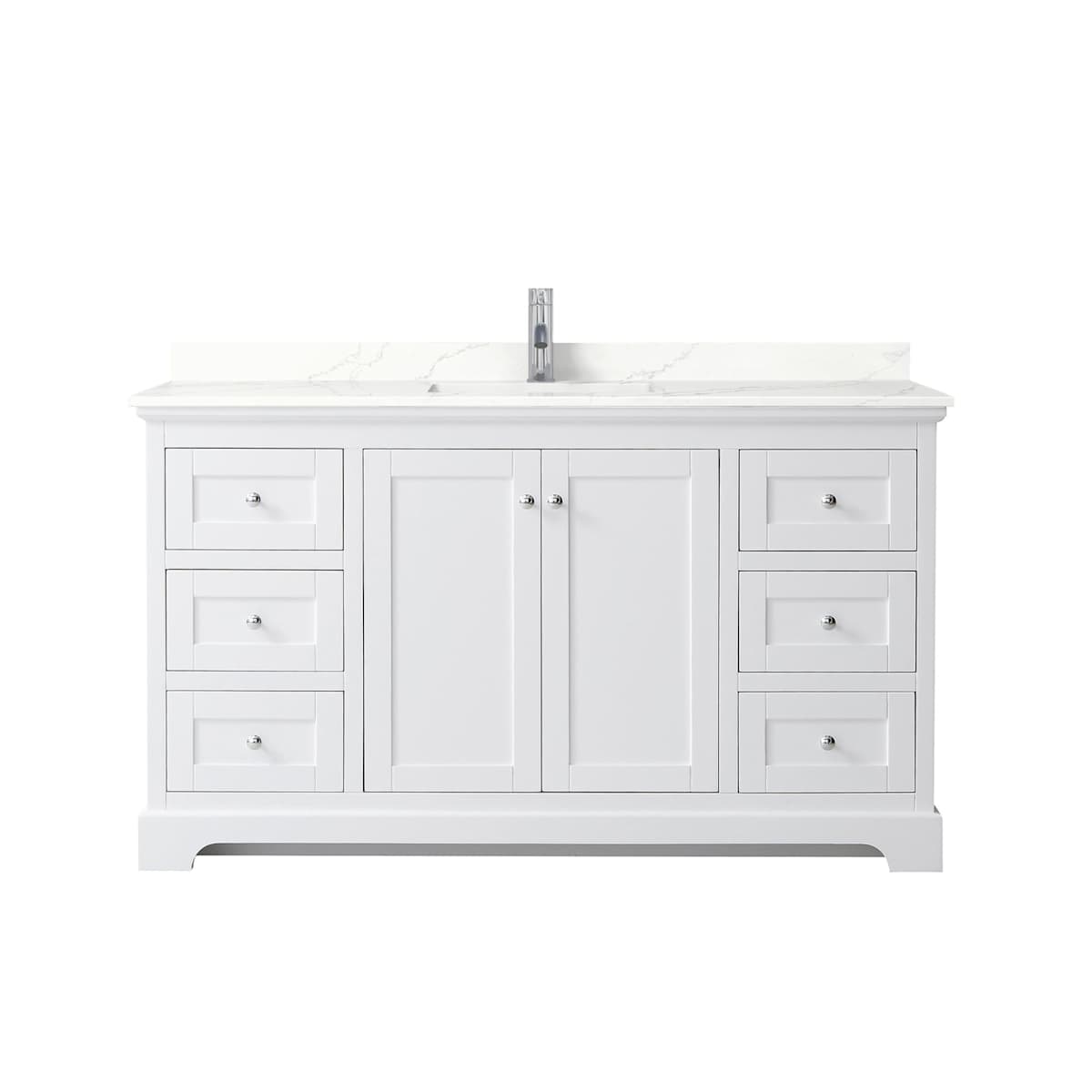 Avery 60" Free Standing Single Basin Vanity Set with Cabinet and Quartz Vanity Top