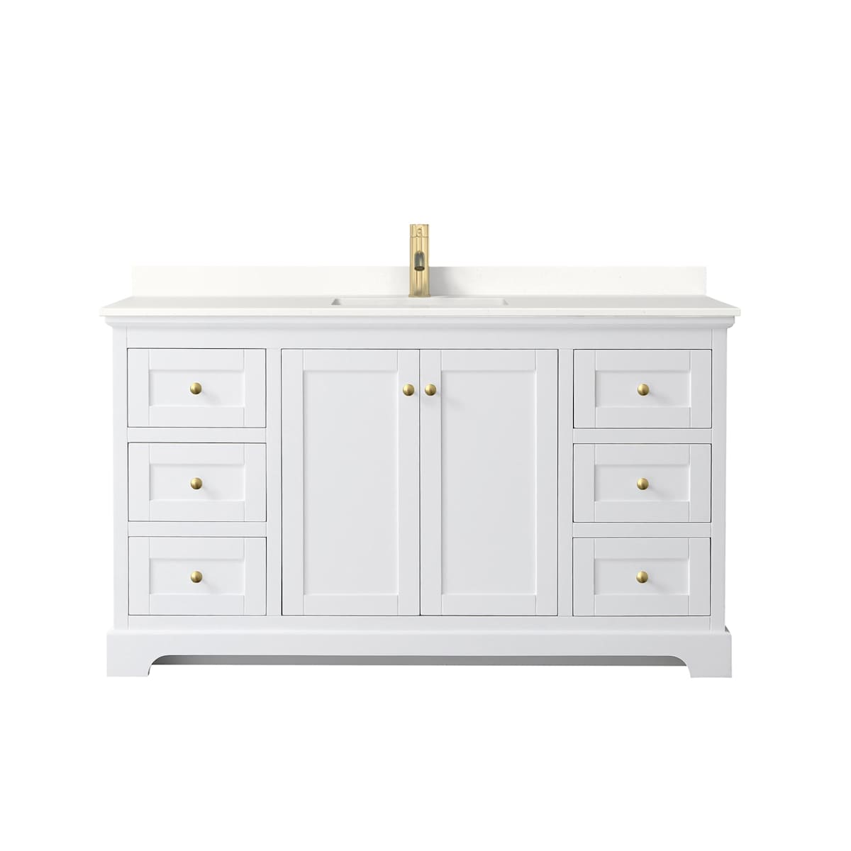 Avery 60" Free Standing Single Basin Vanity Set with Cabinet and Quartz Vanity Top