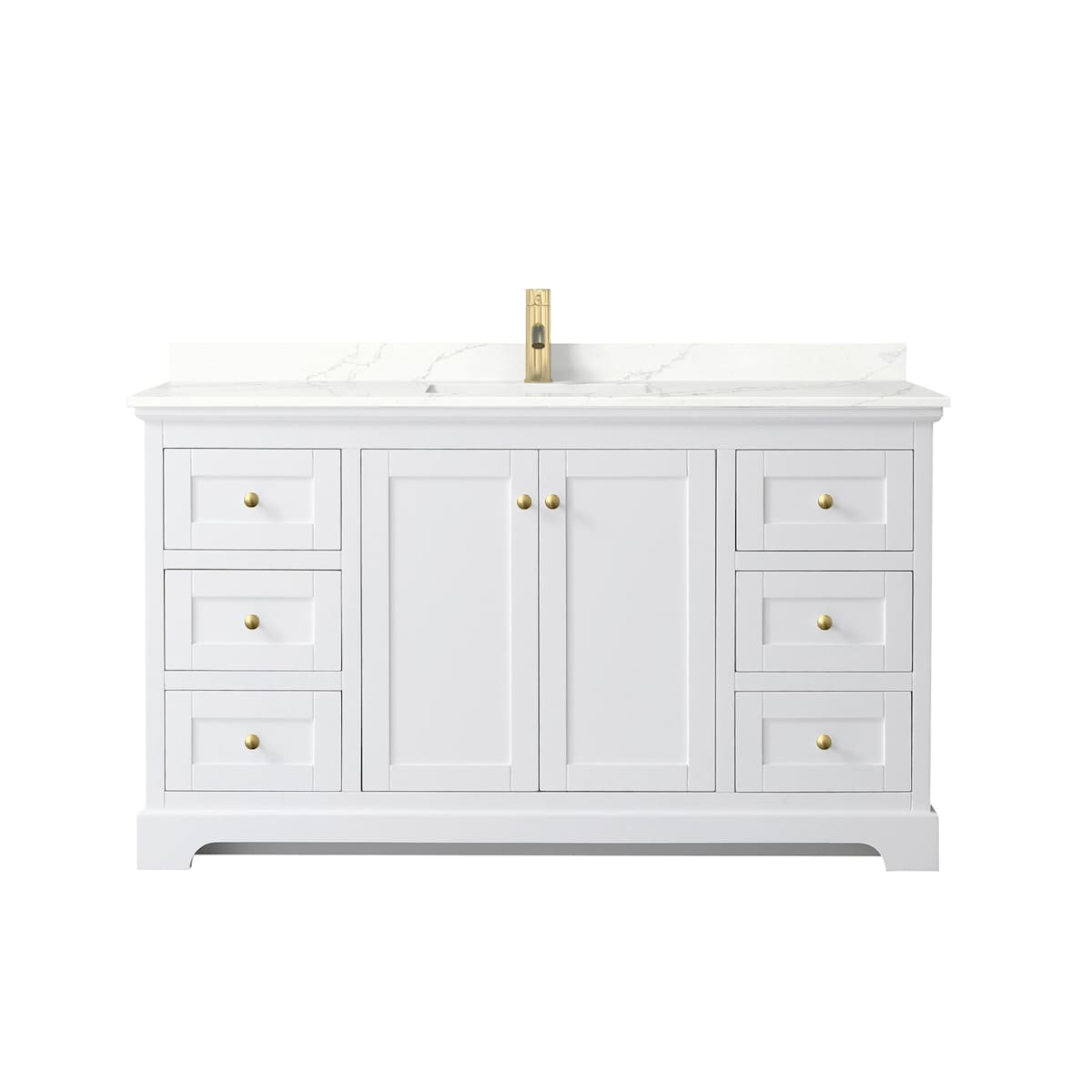 Avery 60" Free Standing Single Basin Vanity Set with Cabinet and Quartz Vanity Top