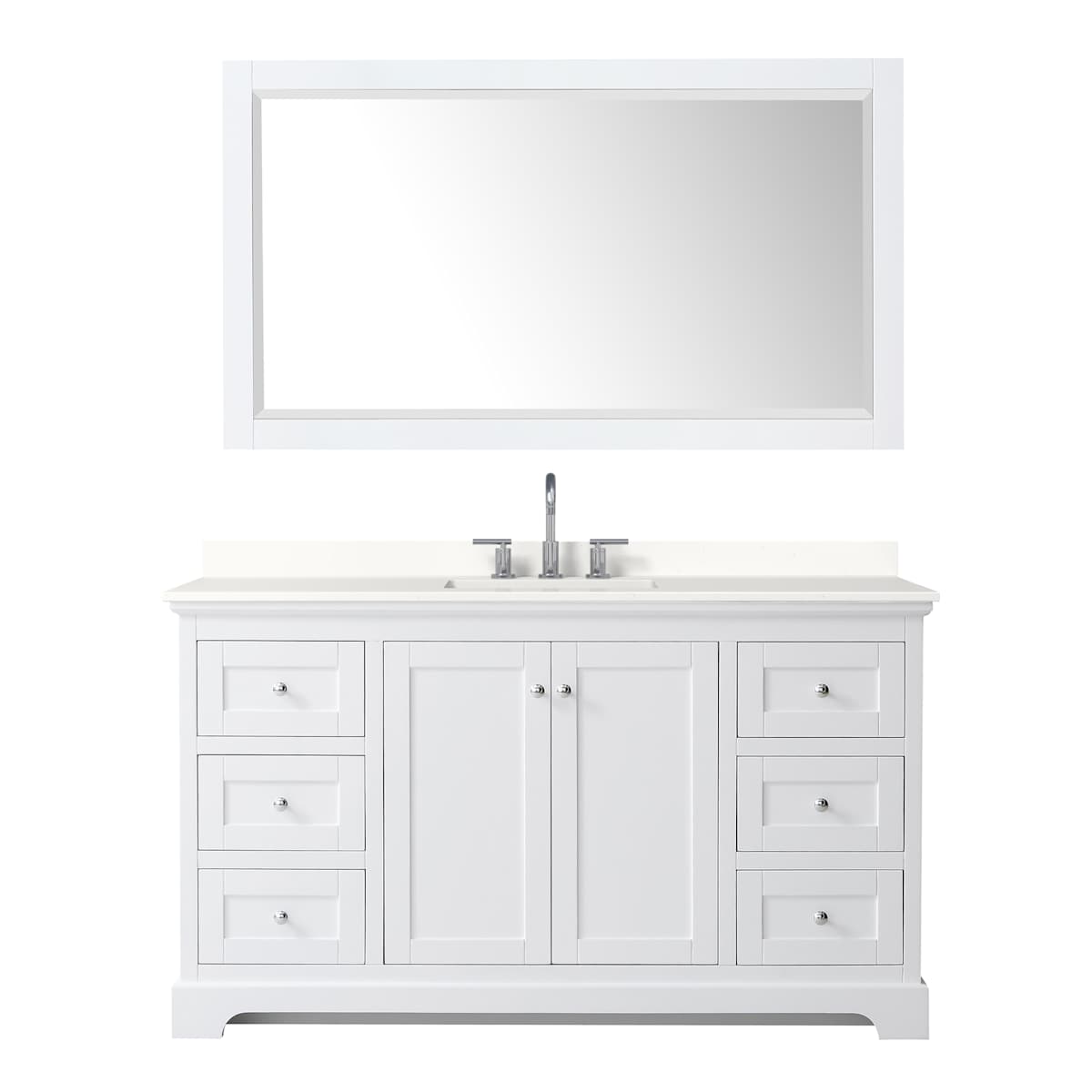 Avery 60" Free Standing Single Basin Vanity Set with Cabinet, Quartz Vanity Top, and Framed Mirror - image 10