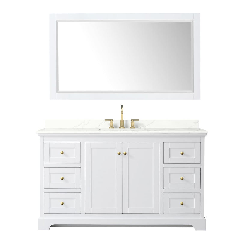 Avery 60" Free Standing Single Basin Vanity Set with Cabinet, Quartz Vanity Top, and Framed Mirror - image 15