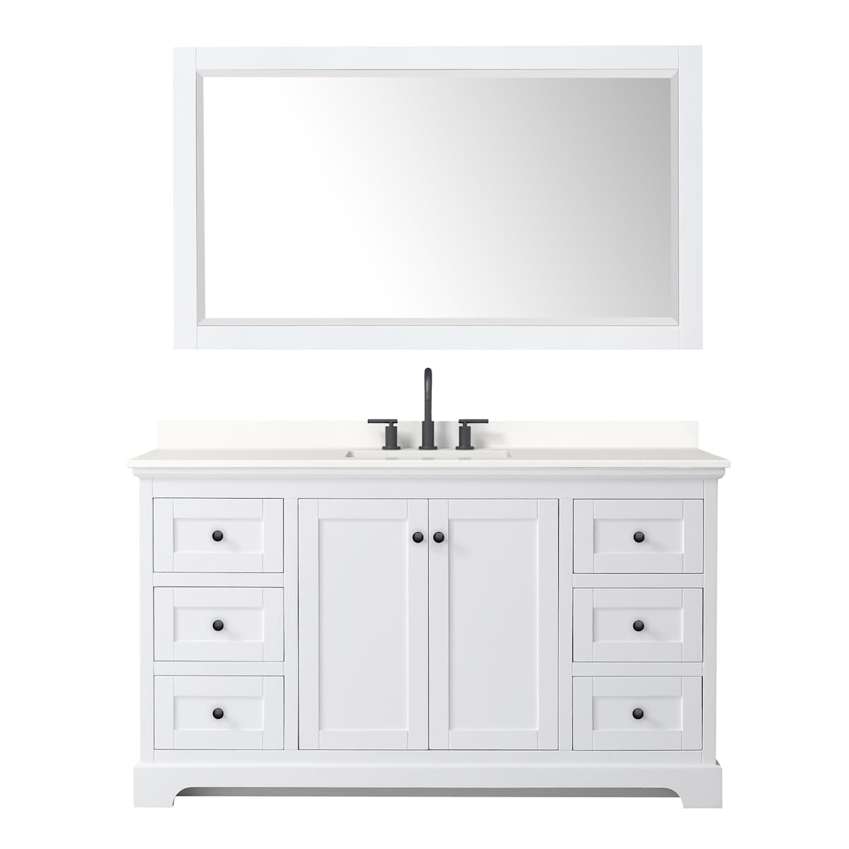 Avery 60" Free Standing Single Basin Vanity Set with Cabinet, Quartz Vanity Top, and Framed Mirror - image 16