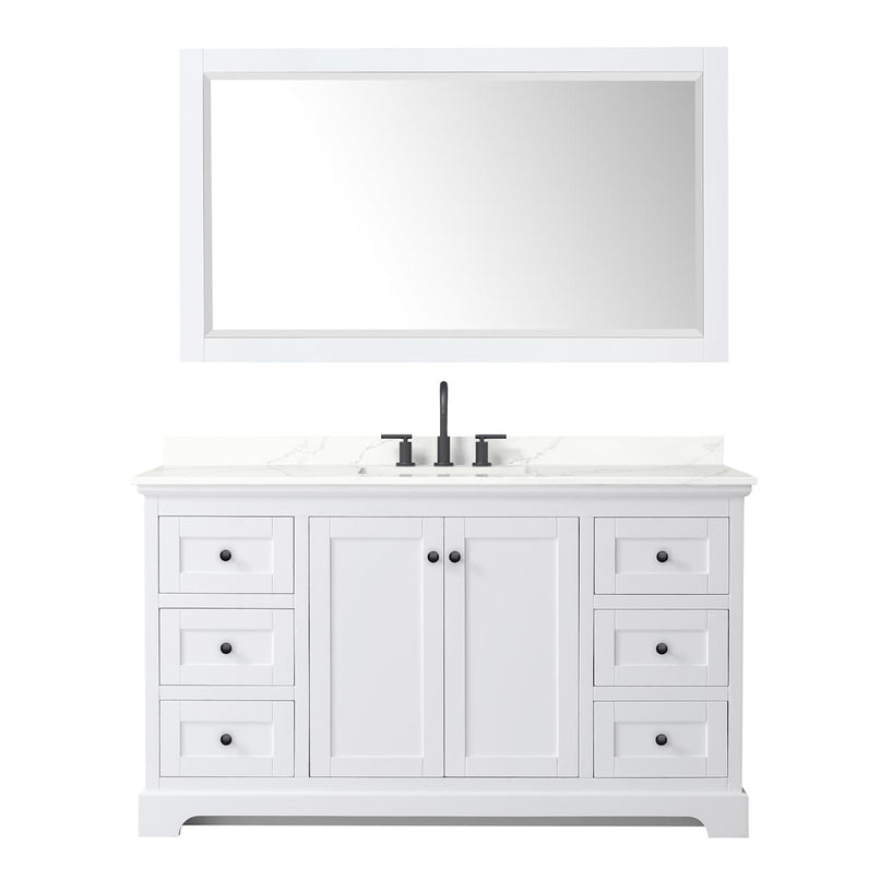 Avery 60" Free Standing Single Basin Vanity Set with Cabinet, Quartz Vanity Top, and Framed Mirror - image 17