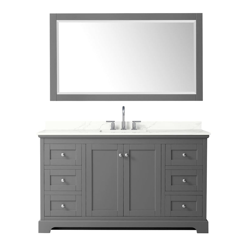 Avery 60" Free Standing Single Basin Vanity Set with Cabinet, Quartz Vanity Top, and Framed Mirror - image 19