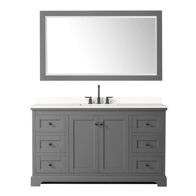 Avery 60" Free Standing Single Basin Vanity Set with Cabinet, Quartz Vanity Top, and Framed Mirror - image 20