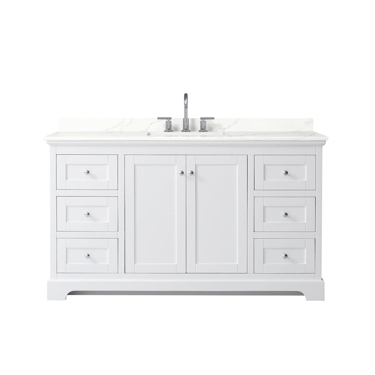 Avery 60" Free Standing Single Basin Vanity Set with Cabinet and Quartz Vanity Top