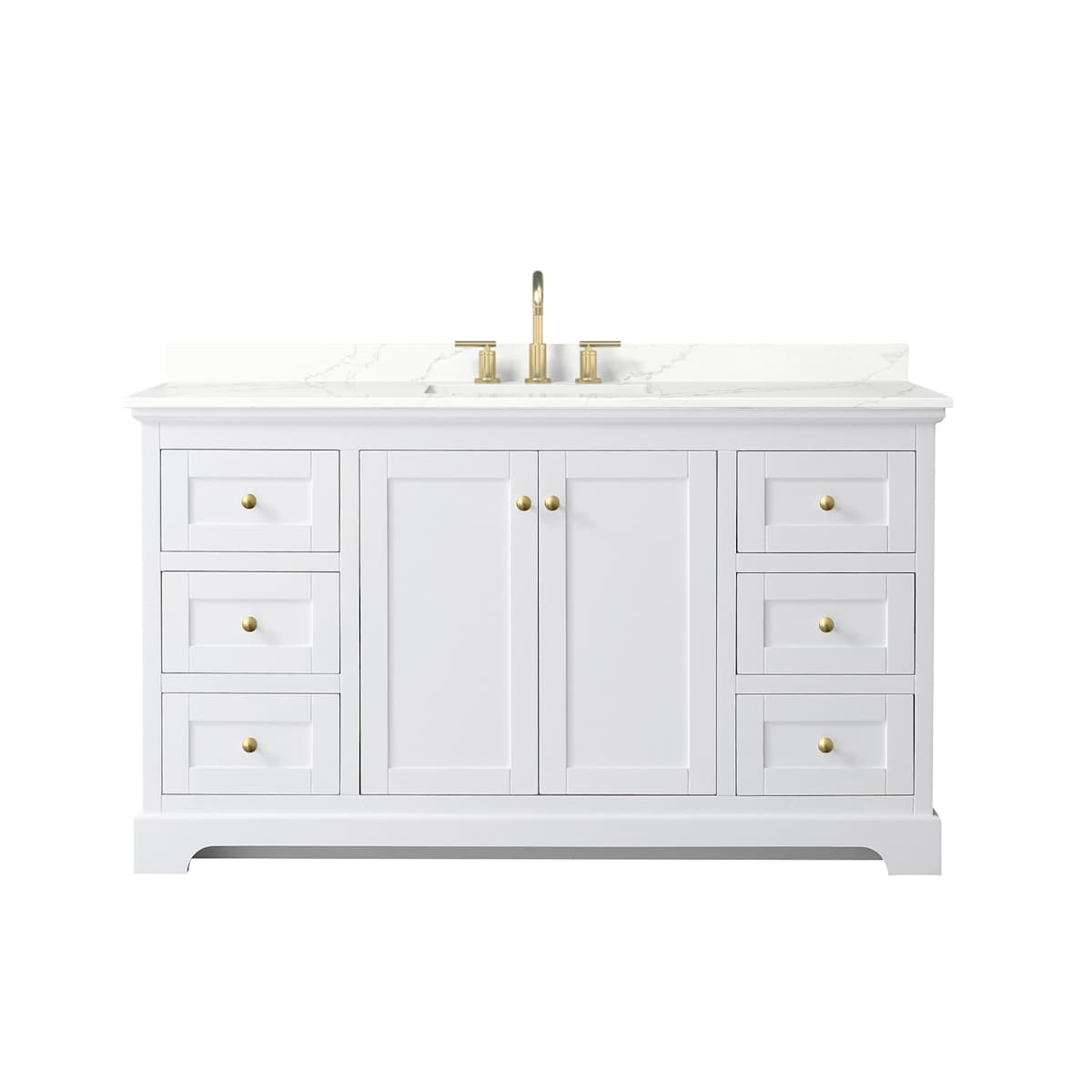 Avery 60" Free Standing Single Basin Vanity Set with Cabinet and Quartz Vanity Top