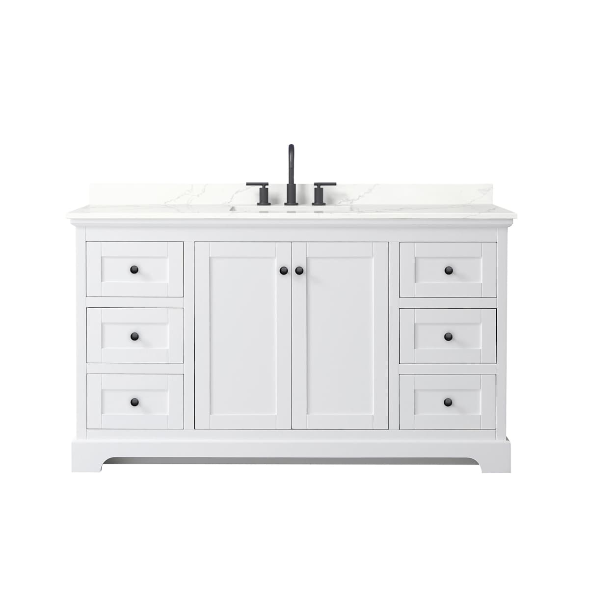 Avery 60" Free Standing Single Basin Vanity Set with Cabinet and Quartz Vanity Top