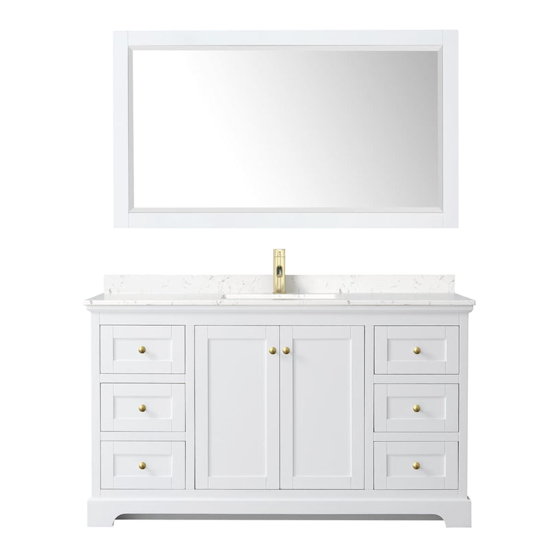 Avery 60" Free Standing Single Basin Vanity Set with Cabinet, Cultured Marble Vanity Top, and Framed Mirror - image 2