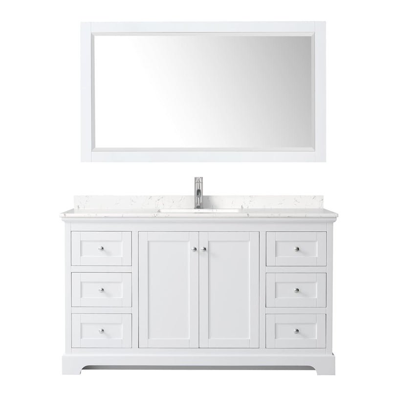 Avery 60" Free Standing Single Basin Vanity Set with Cabinet, Cultured Marble Vanity Top, and Framed Mirror - image 10