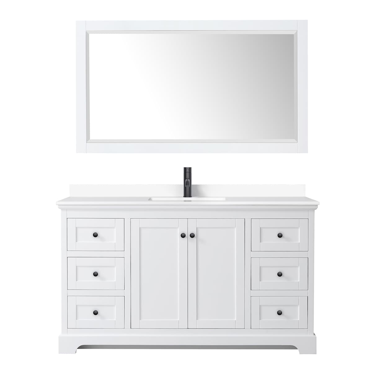 Avery 60" Free Standing Single Basin Vanity Set with Cabinet, Cultured Marble Vanity Top, and Framed Mirror - image 12