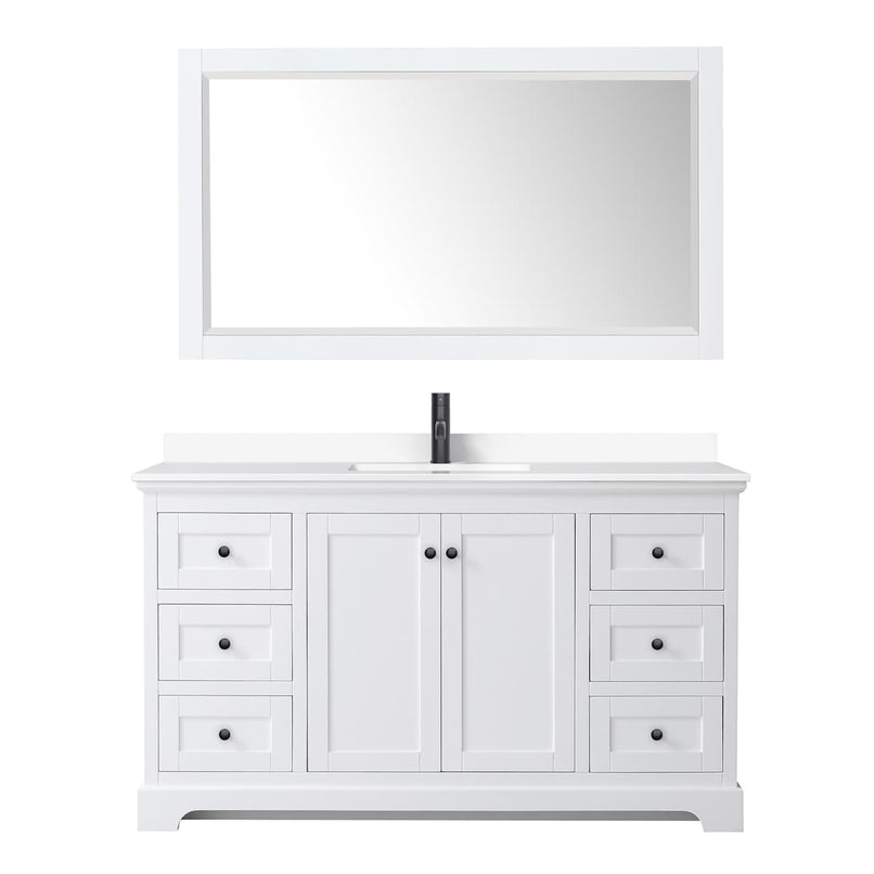 Avery 60" Free Standing Single Basin Vanity Set with Cabinet, Cultured Marble Vanity Top, and Framed Mirror - image 12