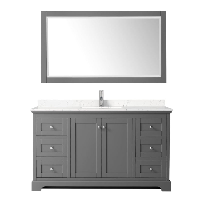 Avery 60" Free Standing Single Basin Vanity Set with Cabinet, Cultured Marble Vanity Top, and Framed Mirror - image 15