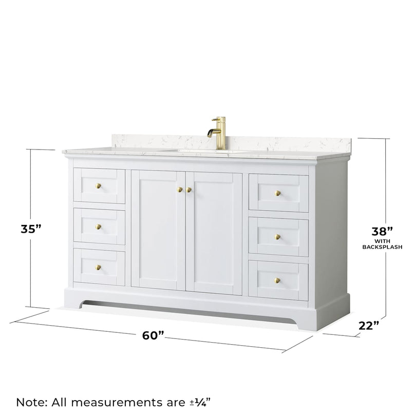 Avery 60" Free Standing Single Basin Vanity Set with Cabinet and Cultured Marble Vanity Top - image 5