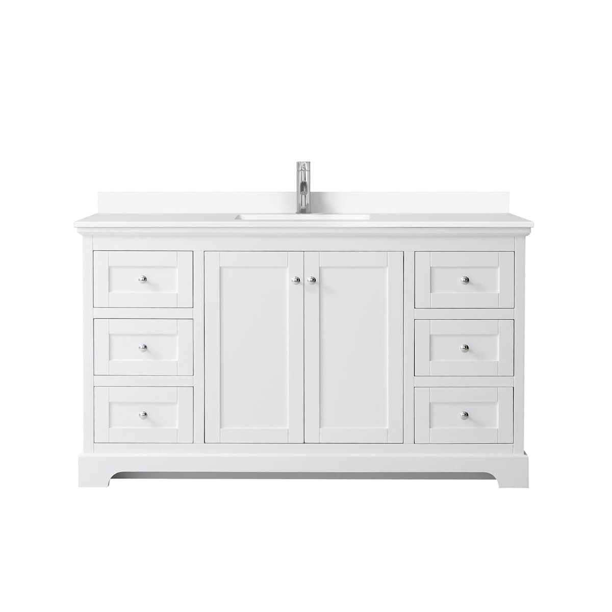 Avery 60" Free Standing Single Basin Vanity Set with Cabinet and Cultured Marble Vanity Top