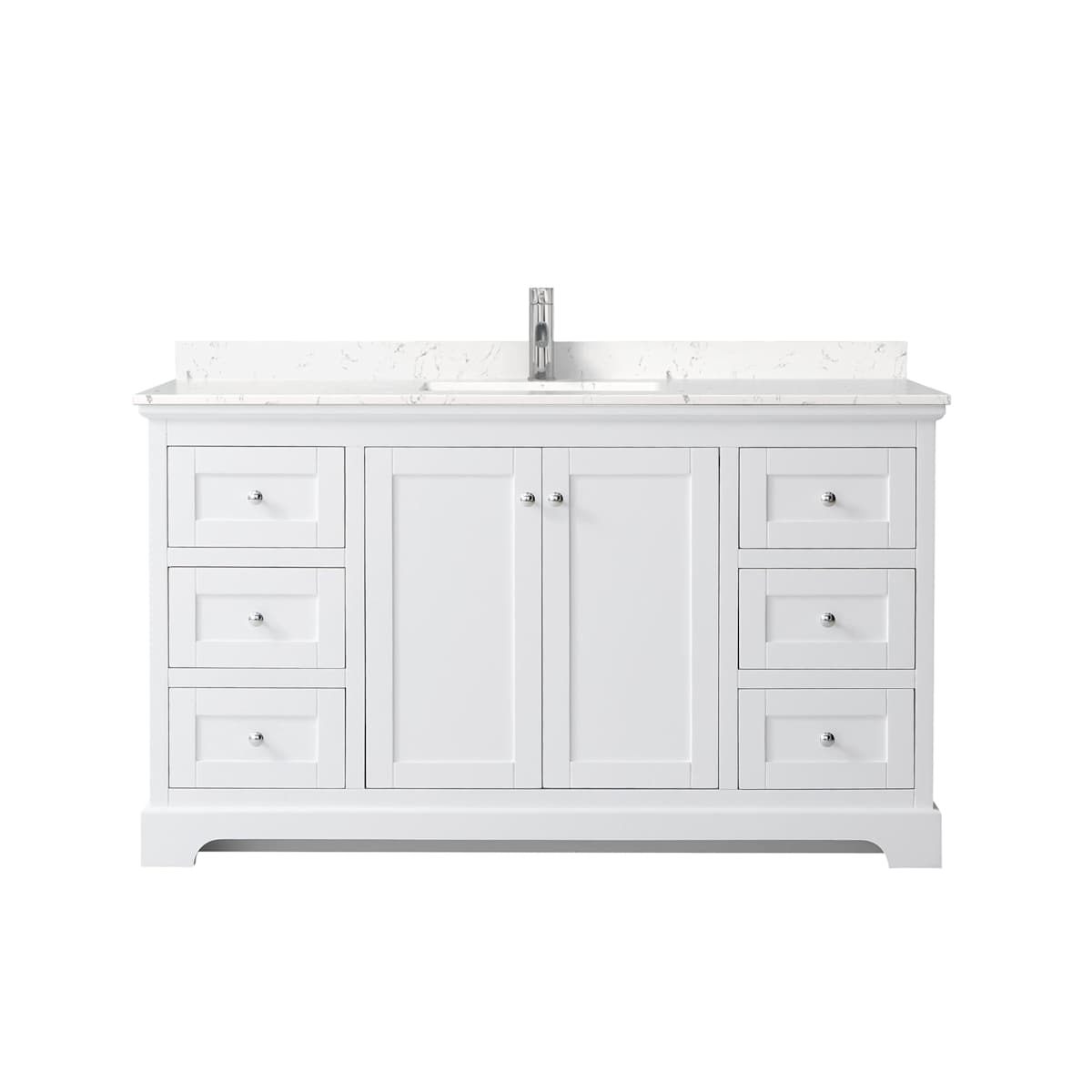 Avery 60" Free Standing Single Basin Vanity Set with Cabinet and Cultured Marble Vanity Top - image 9