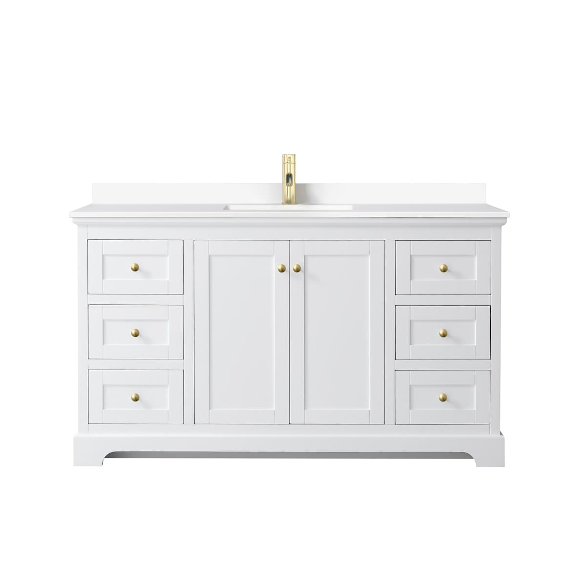 Avery 60" Free Standing Single Basin Vanity Set with Cabinet and Cultured Marble Vanity Top