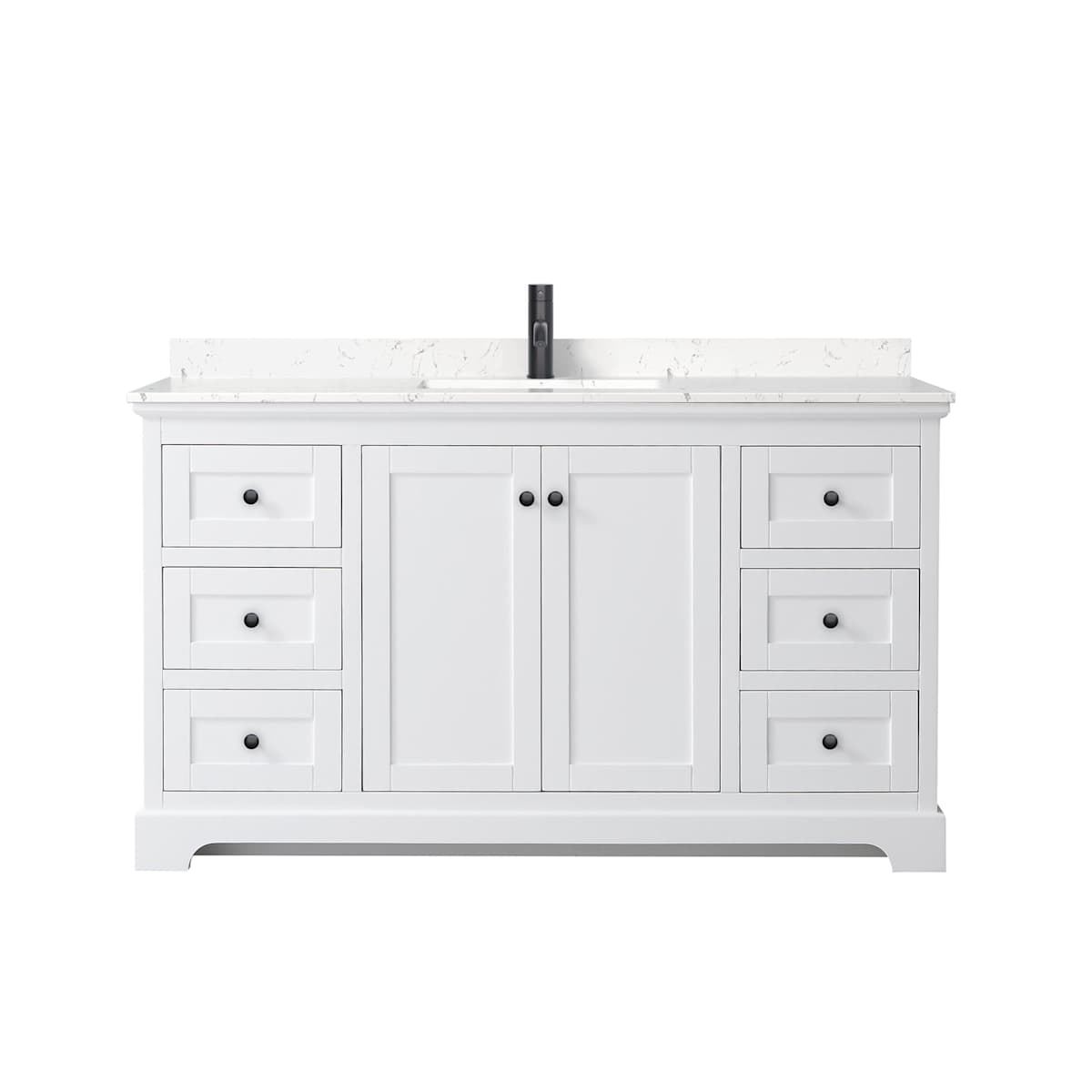 Avery 60" Free Standing Single Basin Vanity Set with Cabinet and Cultured Marble Vanity Top