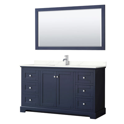 Avery 60" Free Standing Single Basin Vanity Set with Cabinet, Quartz Vanity Top, and Framed Mirror - image 1
