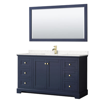 Avery 60" Free Standing Single Basin Vanity Set with Cabinet, Cultured Marble Vanity Top, and Framed Mirror - image 1
