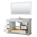 Avery 60" Free Standing Single Basin Vanity Set with Cabinet, Marble Vanity Top, and Framed Mirror - image 2