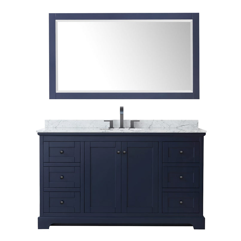 Avery 60" Free Standing Single Basin Vanity Set with Cabinet, Marble Vanity Top, and Framed Mirror - image 5