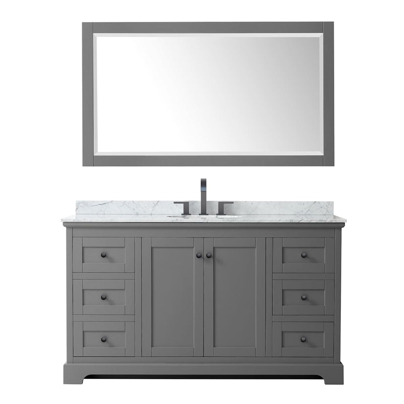 Avery 60" Free Standing Single Basin Vanity Set with Cabinet, Marble Vanity Top, and Framed Mirror - image 9