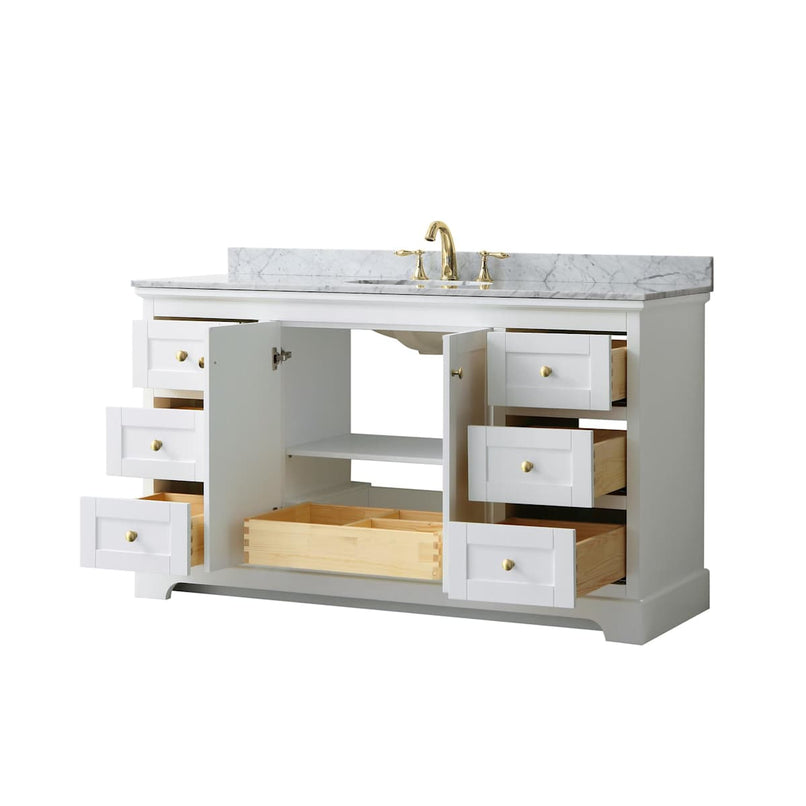 Avery 60" Free Standing Single Basin Vanity Set with Cabinet and Marble Vanity Top - image 2