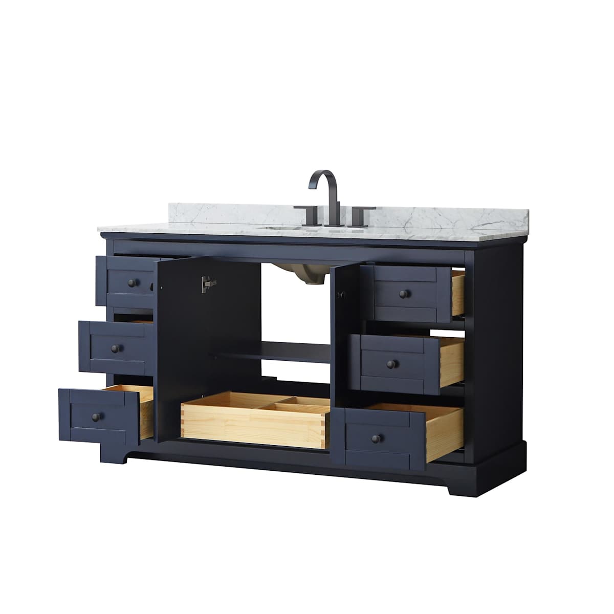 Avery 60" Free Standing Single Basin Vanity Set with Cabinet and Marble Vanity Top