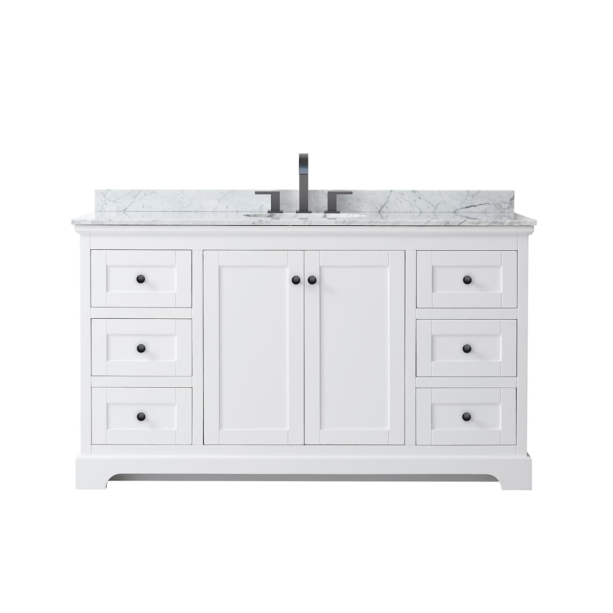 Avery 60" Free Standing Single Basin Vanity Set with Cabinet and Marble Vanity Top