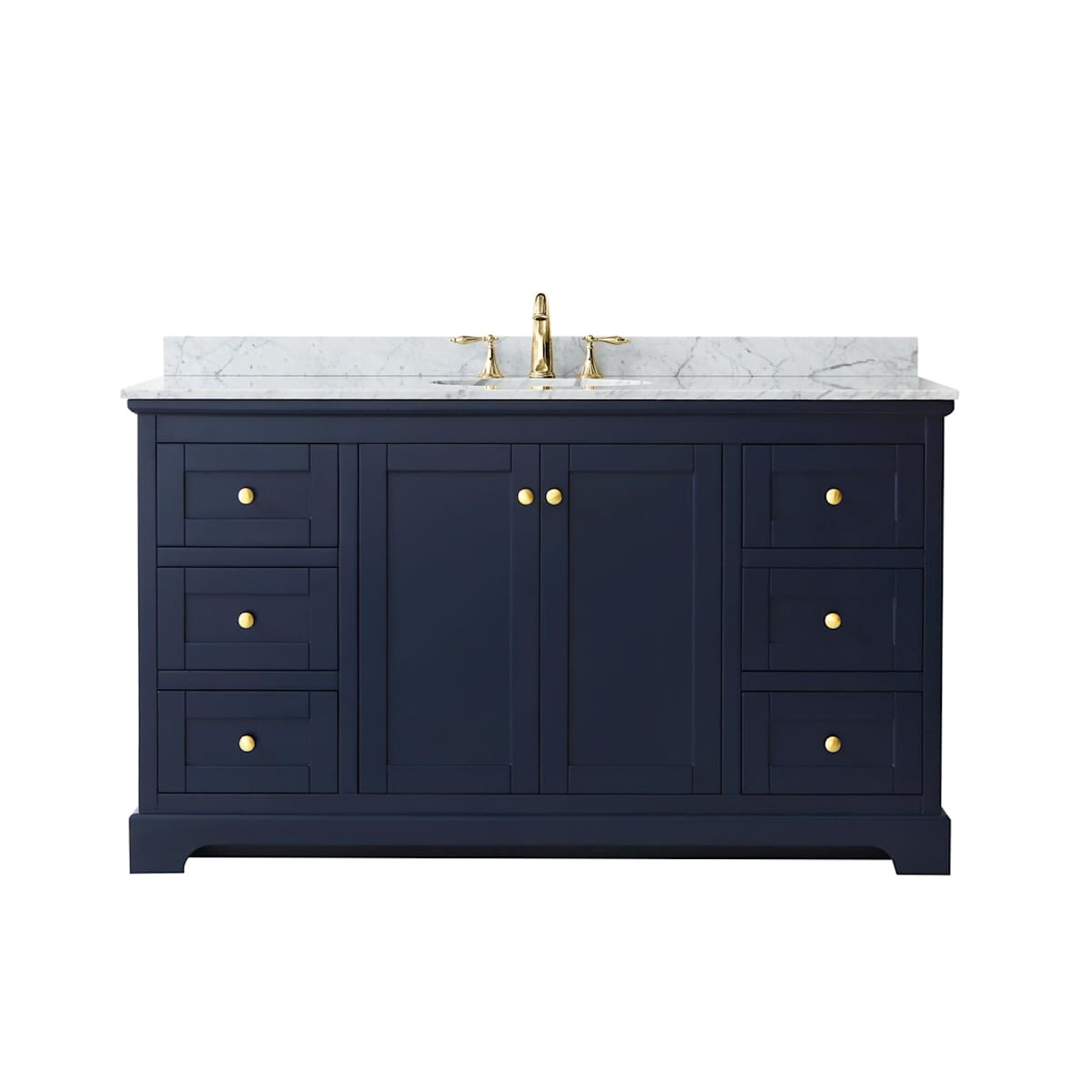Avery 60" Free Standing Single Basin Vanity Set with Cabinet and Marble Vanity Top