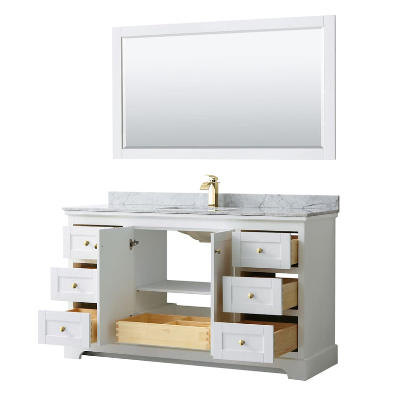 Avery 60" Free Standing Single Basin Vanity Set with Cabinet, Marble Vanity Top, and Framed Mirror - image 2