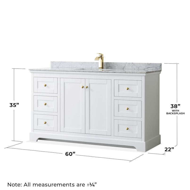 Avery 60" Free Standing Single Basin Vanity Set with Cabinet, Marble Vanity Top, and Framed Mirror - image 4