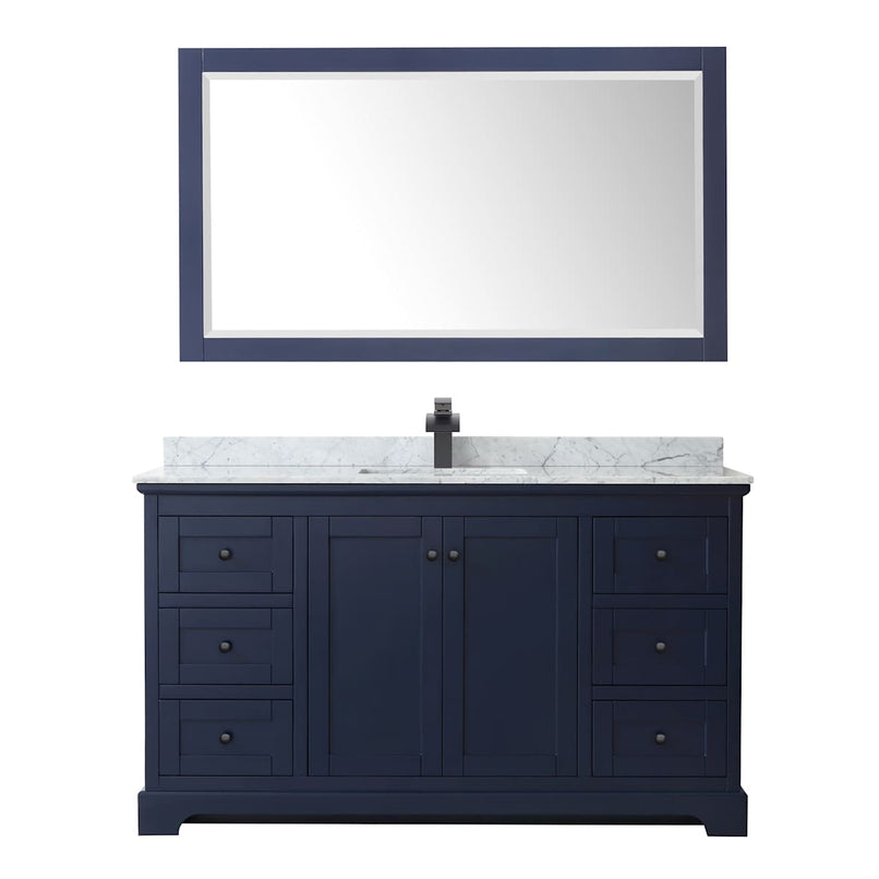 Avery 60" Free Standing Single Basin Vanity Set with Cabinet, Marble Vanity Top, and Framed Mirror - image 5
