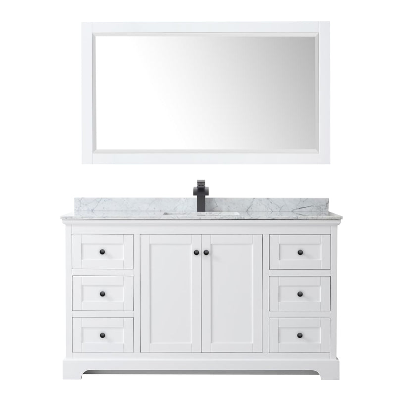 Avery 60" Free Standing Single Basin Vanity Set with Cabinet, Marble Vanity Top, and Framed Mirror - image 12