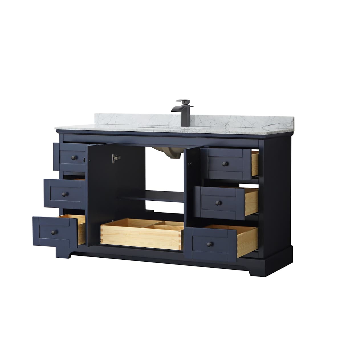 Avery 60" Free Standing Single Basin Vanity Set with Cabinet and Marble Vanity Top