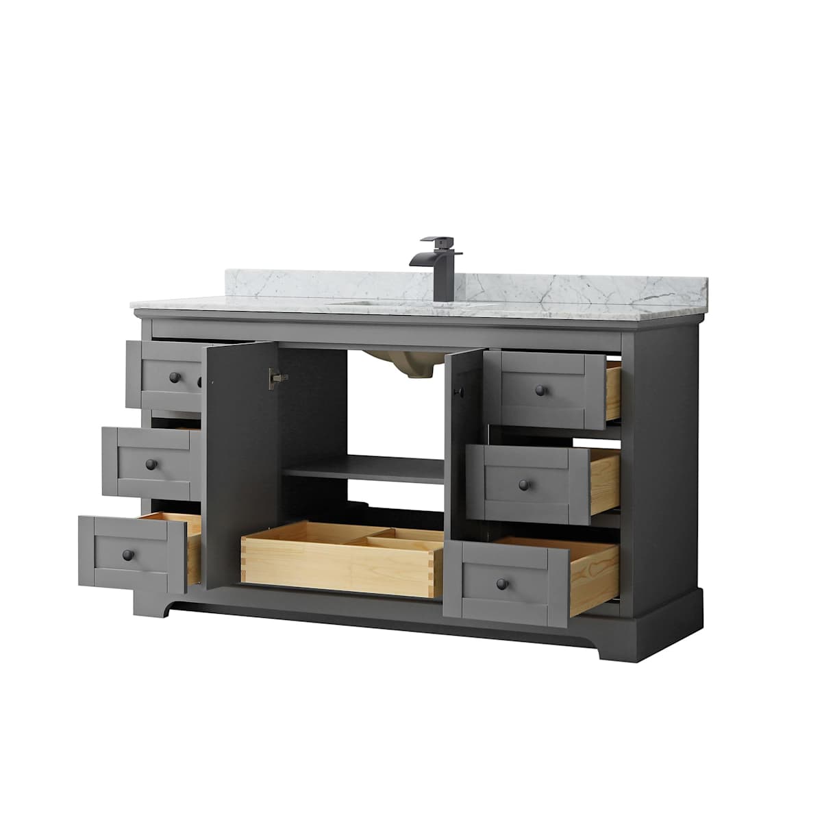 Avery 60" Free Standing Single Basin Vanity Set with Cabinet and Marble Vanity Top