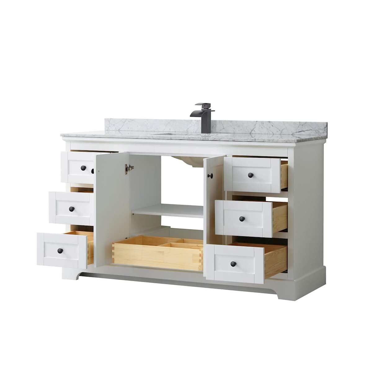 Avery 60" Free Standing Single Basin Vanity Set with Cabinet and Marble Vanity Top