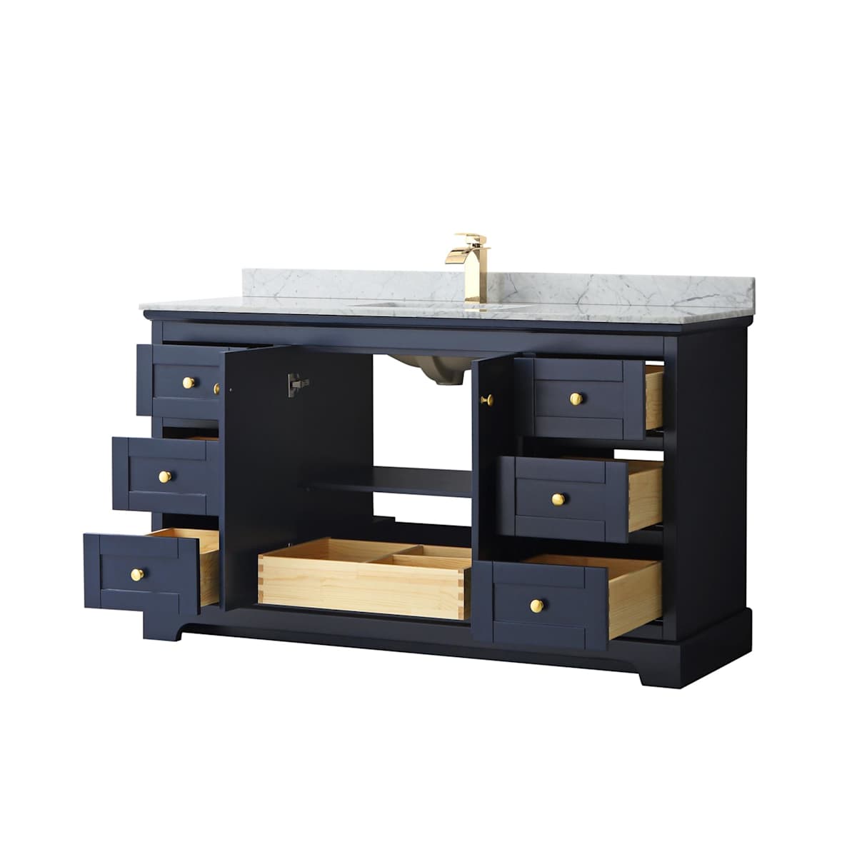 Avery 60" Free Standing Single Basin Vanity Set with Cabinet and Marble Vanity Top