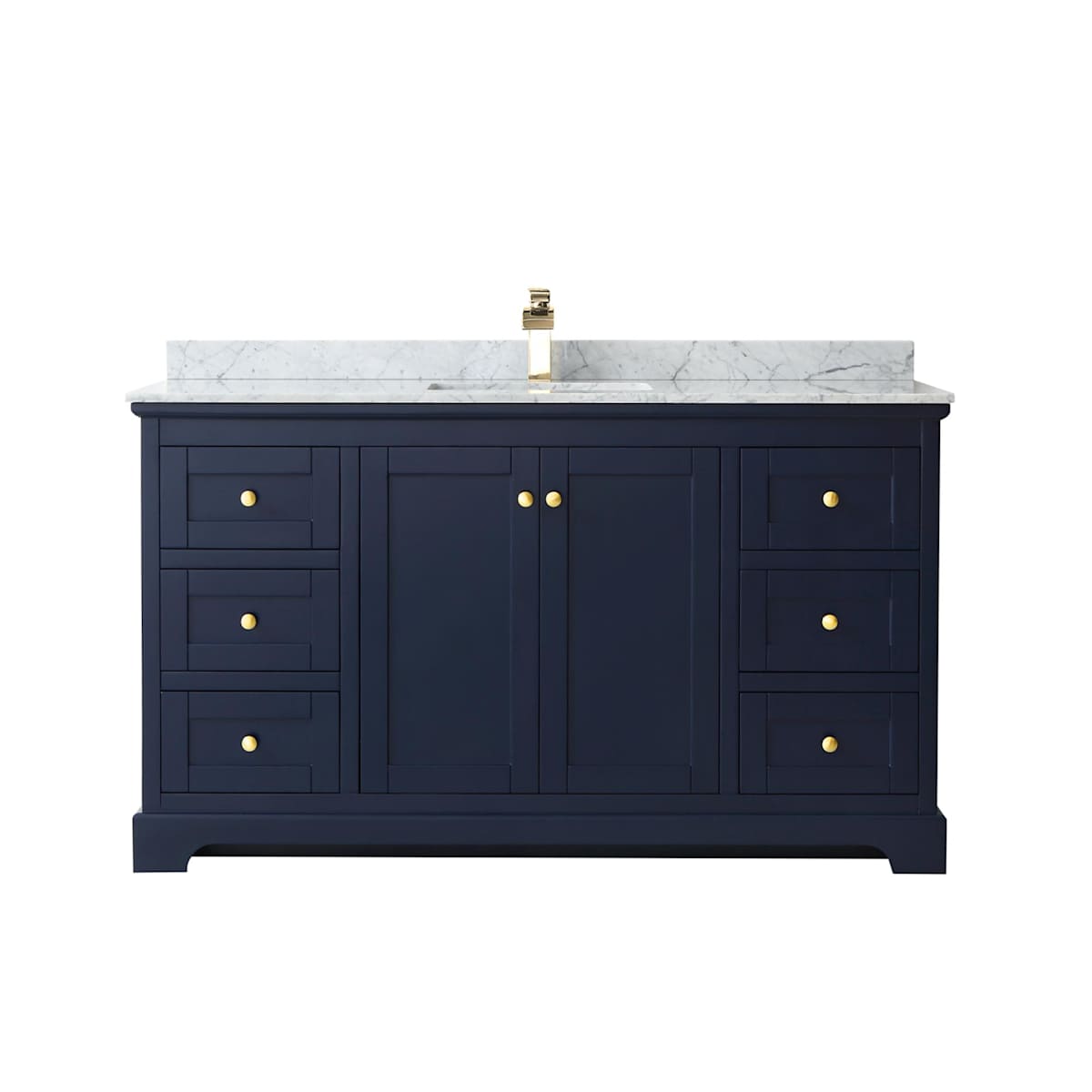 Avery 60" Free Standing Single Basin Vanity Set with Cabinet and Marble Vanity Top