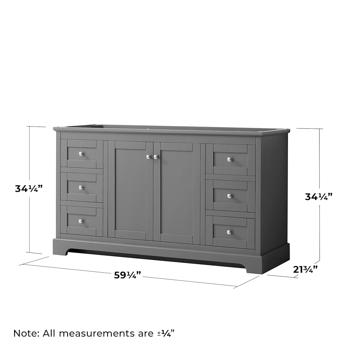 Avery 60" Single Free Standing Vanity Cabinet - Less Vanity Top