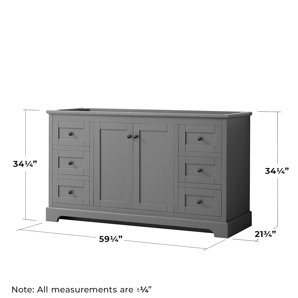 Avery 60" Single Free Standing Vanity Cabinet Only - Less Vanity Top - image 6