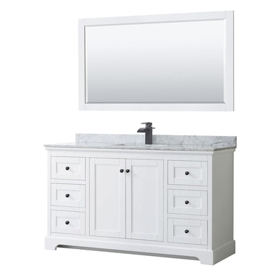 Avery 60" Free Standing Single Basin Vanity Set with Cabinet, Marble Vanity Top, and Framed Mirror - image 1