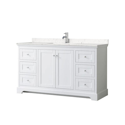 Avery 60" Free Standing Single Basin Vanity Set with Cabinet and Cultured Marble Vanity Top - image 1